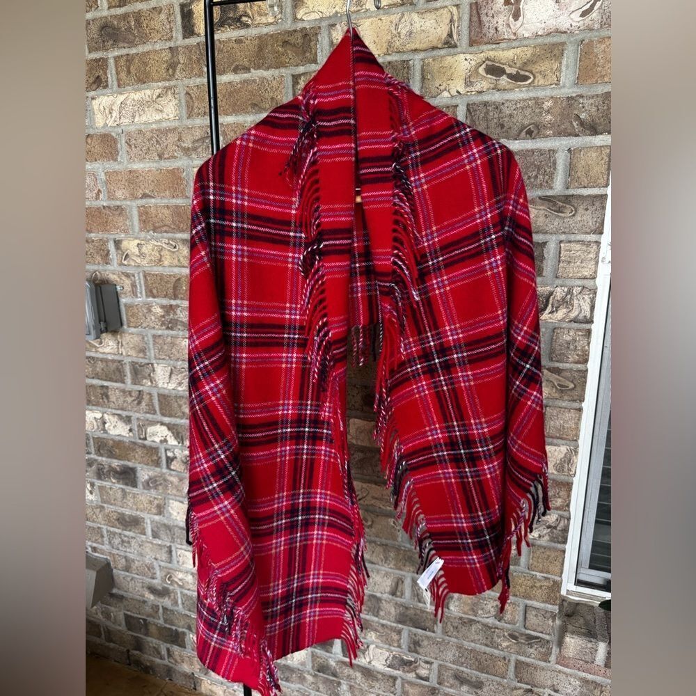 Talbots Red Plaid Wool Scarf – 100% Wool - Picture 2 of 7
